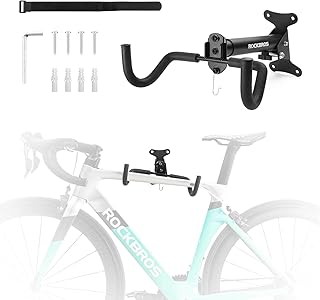 ROCKBROS Fahrrad Wandhalterung 90° klappbare Fahrradhalter Wandabstand Fahrradständer Fahrradaufhänger mit Helmhake 30 kg Tragen MTB Rennrad