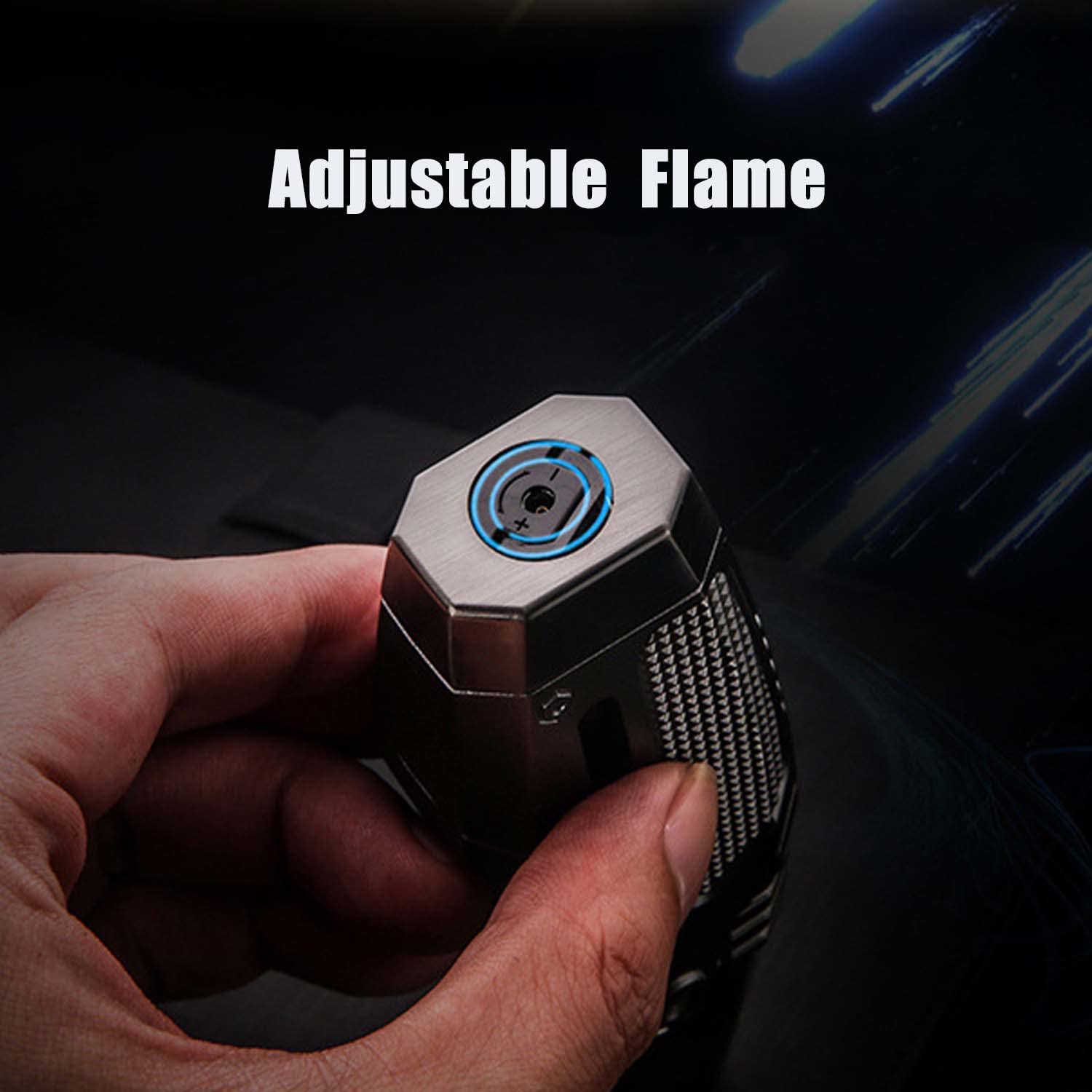 Briquet Torche Flamme à Double Jet Butane Rechargeable Cigare Briquet avec Fenêtre Visible Verrouillage de Sécurité Outil de Fumer pour Grill BBQ Bougie Cuisine Camping