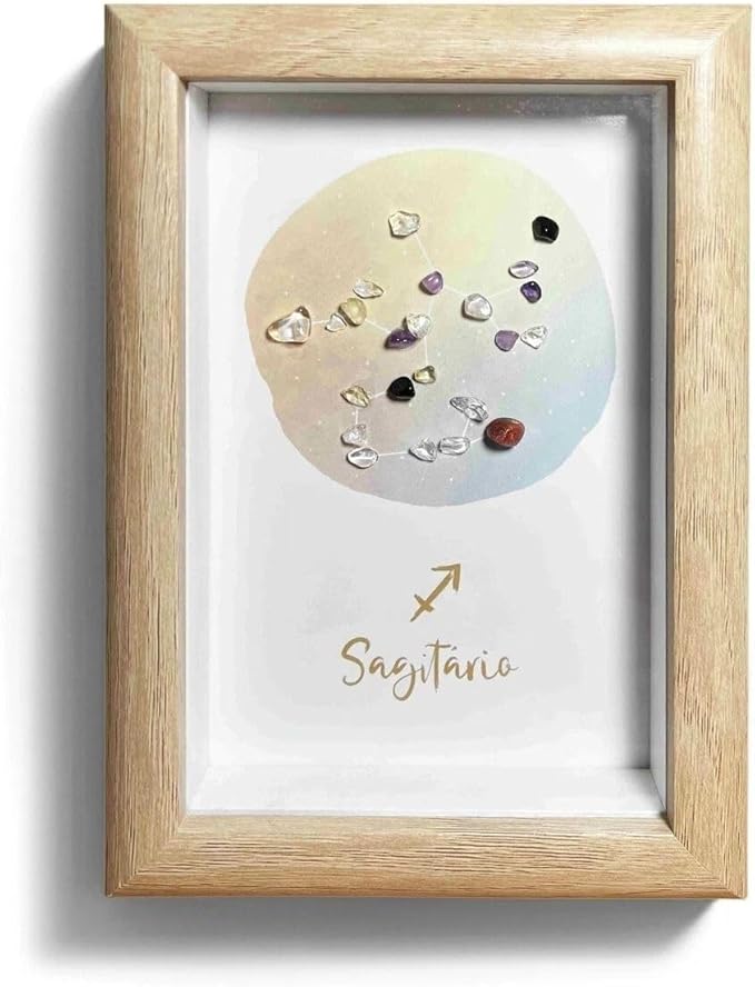 Sagittarius Crystals Gift, Zodiac Sign Decor Gifts, Natural Crystal Zodiac Painting for Wall Art, Home Decor, Christmas Holiday Gift, Birthday Gift for Women, Friend, Bed Room, Living Room