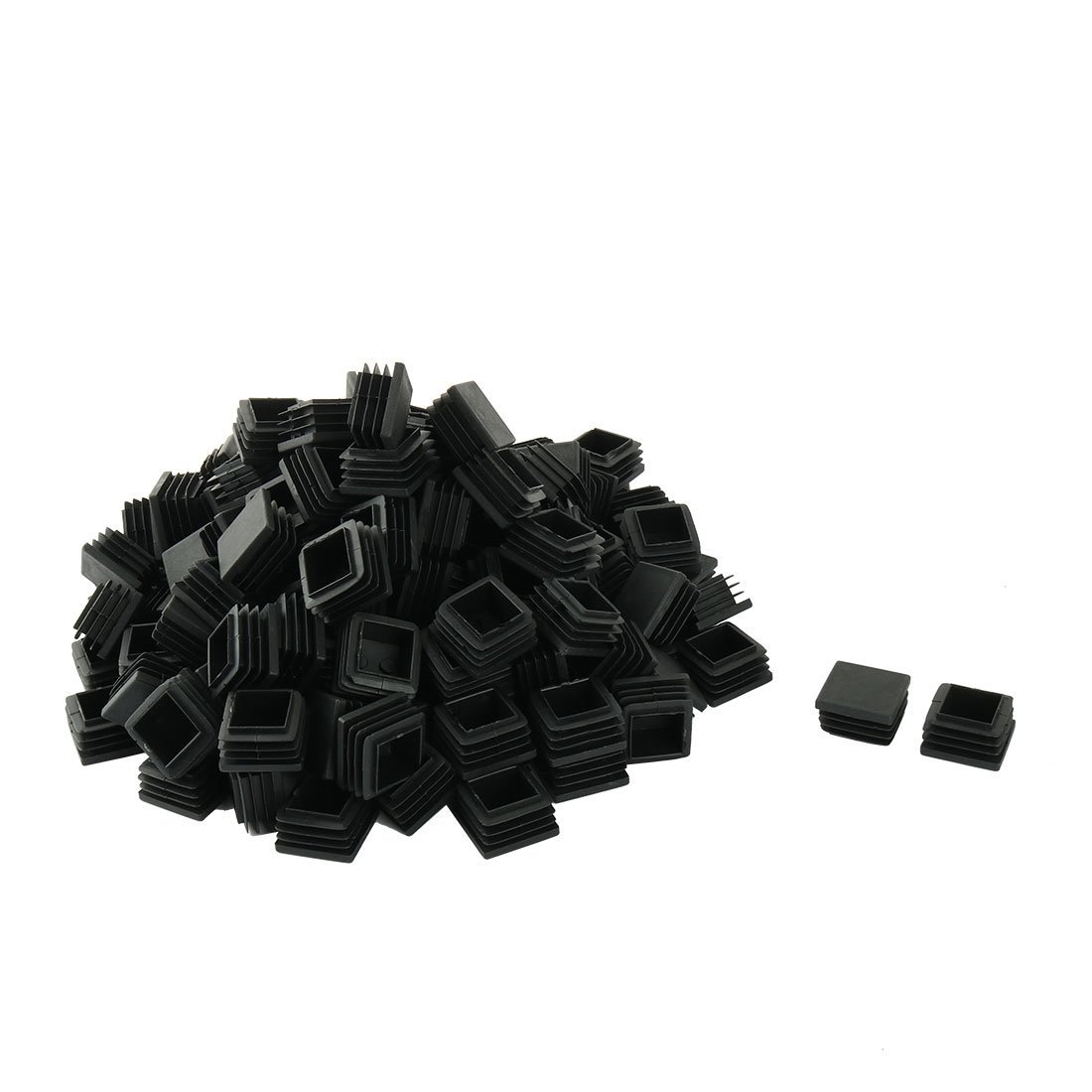 sourcing map 150 Stk Kunststoff quadratische Tisch Stuhlbein Füße Rohr Einsatz Ende Kappe Schwarz 30mm x 30mm DE de