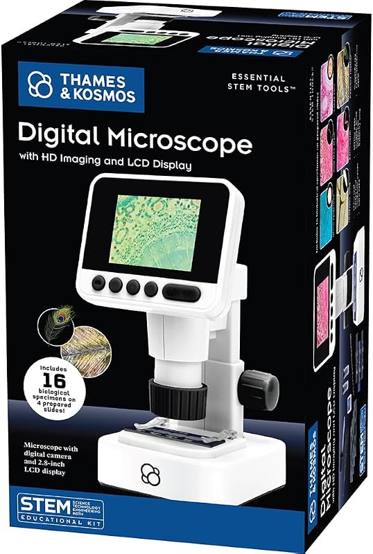 El microscopio digital Thames & Kosmos con imágenes HD y pantalla LCD