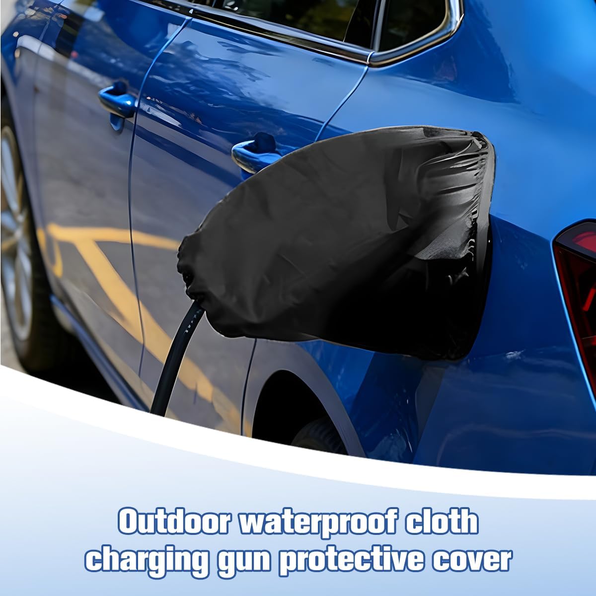 Car EV Charger Port Cover, Waterproof Magnetic Double-Sided Vehicle Outdoor Charging Port Rain Snow Weather Protection, Automotive EV Charger Plug Protective Cover, Universal Fit (Black)