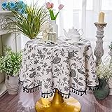 Photo Gallery sutavia tovaglia in cotone e lino bohémien bianco e nero con ricamo floreale con nappe e pizzo per casa in stile rustico per la decorazione della casa, cucina, vacanze, feste, tavolo da pranzo (fiore Photo Gallery sutavia tovaglia in cotone e lino bohémien bianco e nero con ricamo floreale con nappe e pizzo per casa in stile rustico per la decorazione della casa, cucina, vacanze, feste, tavolo da pranzo (fiore