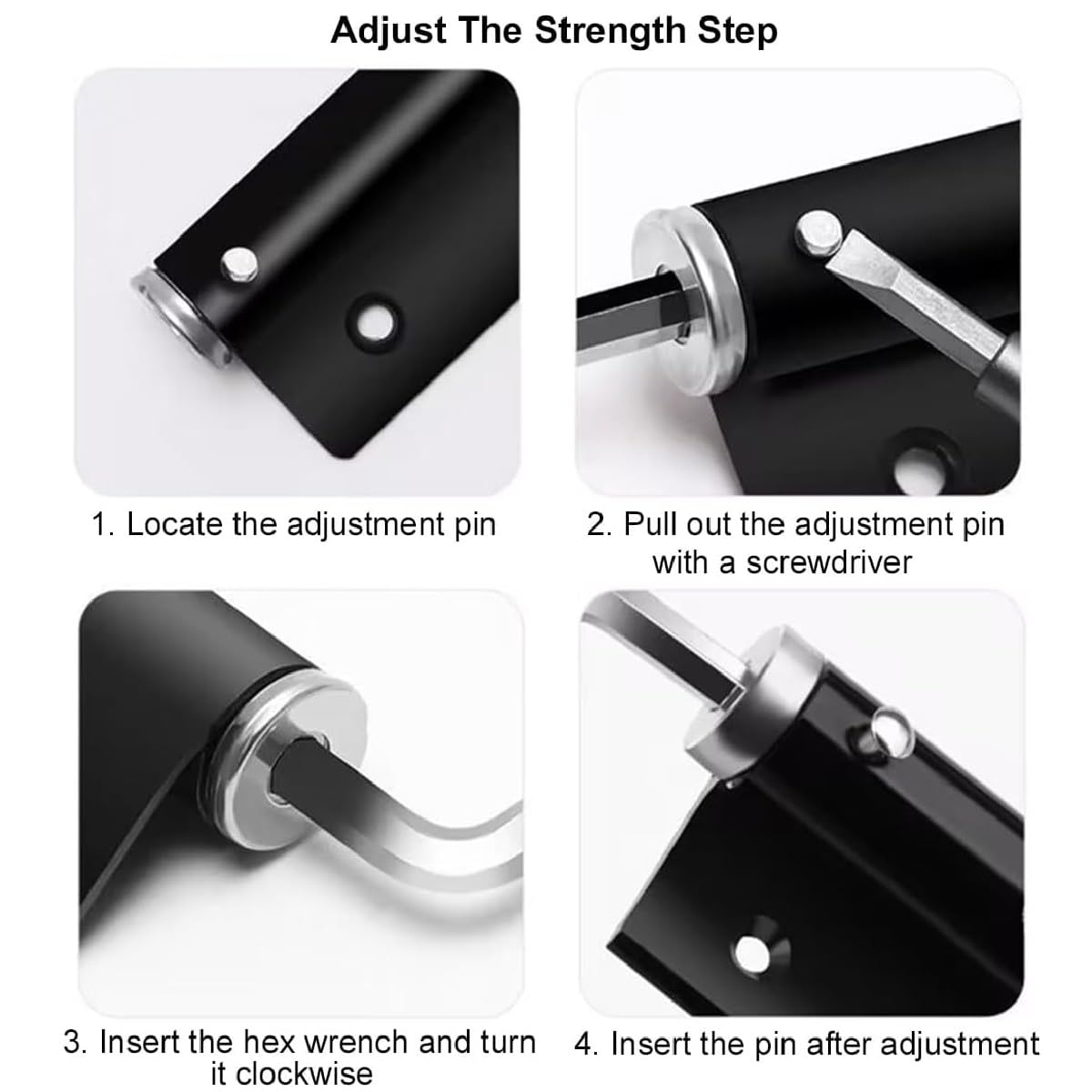 Door Closer, Rod Door Closer, Automatic Door Spring, Stainless Steel Adjustable Door Recliner with Screwdriver for Quiet Room Doors for Outdoor Interior Door Garden Gate (Black) — Amazon image 5