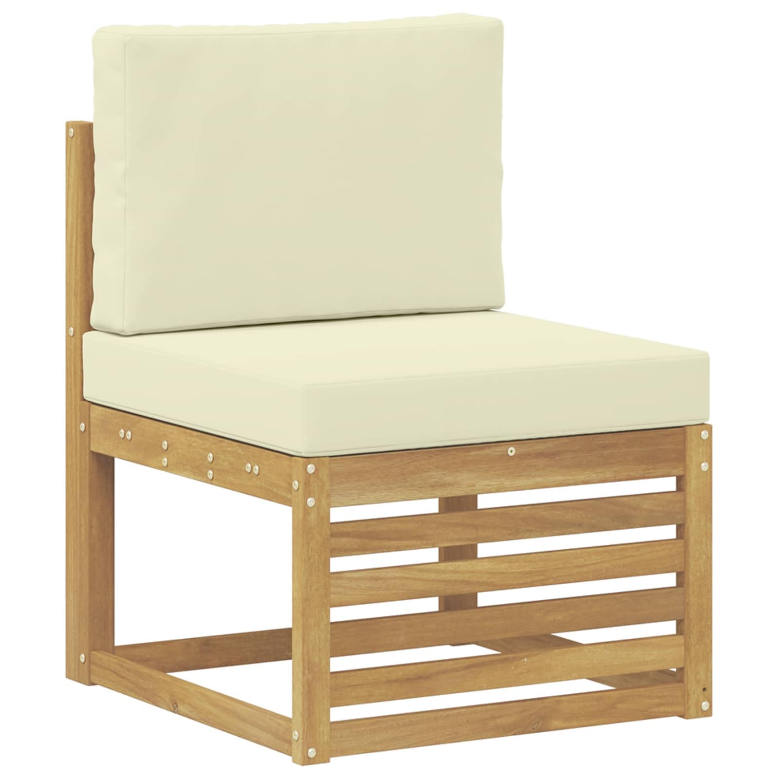 Outdoor-Sofagarnitur mit Kissen 5-teilig Weiß Creme Polyester wetterfest mit Tisch Sitzgruppe für Garten Terrasse Balkon mit Armlehnen und modularer Wohnlandschaft