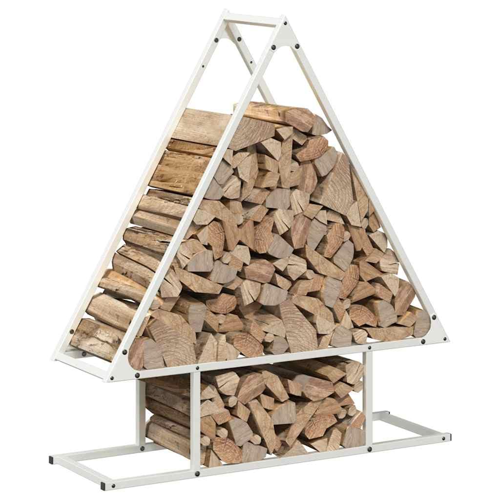 Estantería para leña blanca de acero laminado en frío, 80 x 25 x 90 cm, para leña, leña, estante de madera, soporte para leña e interior con almacenamiento ordenado y seco
