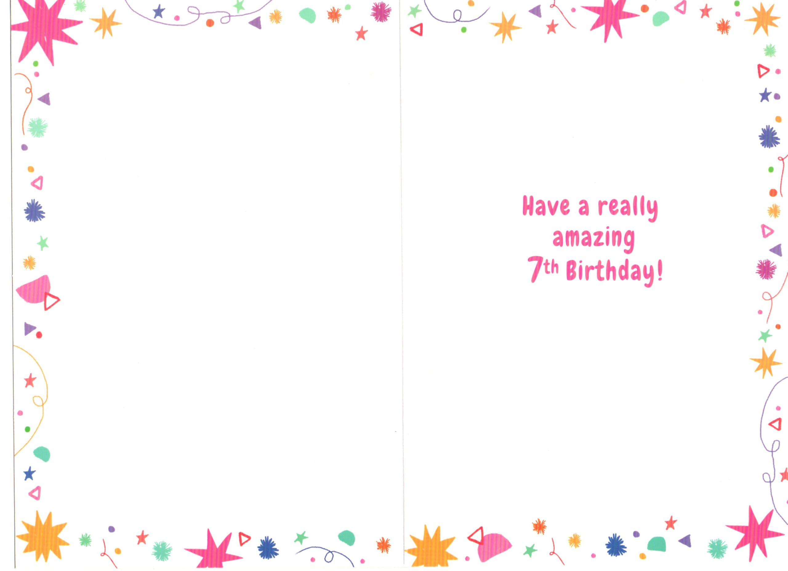 Biglietto di compleanno bambina 7 anni - Italia