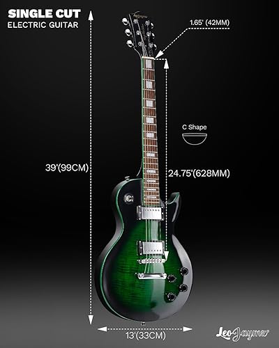 Miniatura 5 de Leo Jaymz Guitarra eléctrica serie SC - Cuerpo de caoba, diapasón de laurel, humbuckers duales, puente Tune-O-Matic, cuello C, afinadores 181 (negro