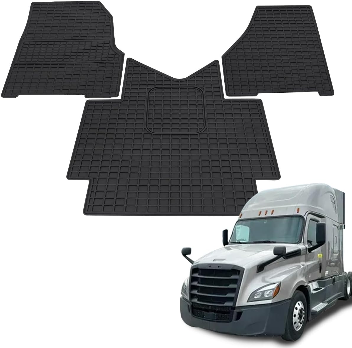 Photo 1 of Floor Mats fit for Freightliner Cascadia 2018-2023 | Heavy Duty Truck Floor Rubber Mats | All-Weather Guard Cargo Liners | for Freightliner Cascadia Accessories | 3PCS Set