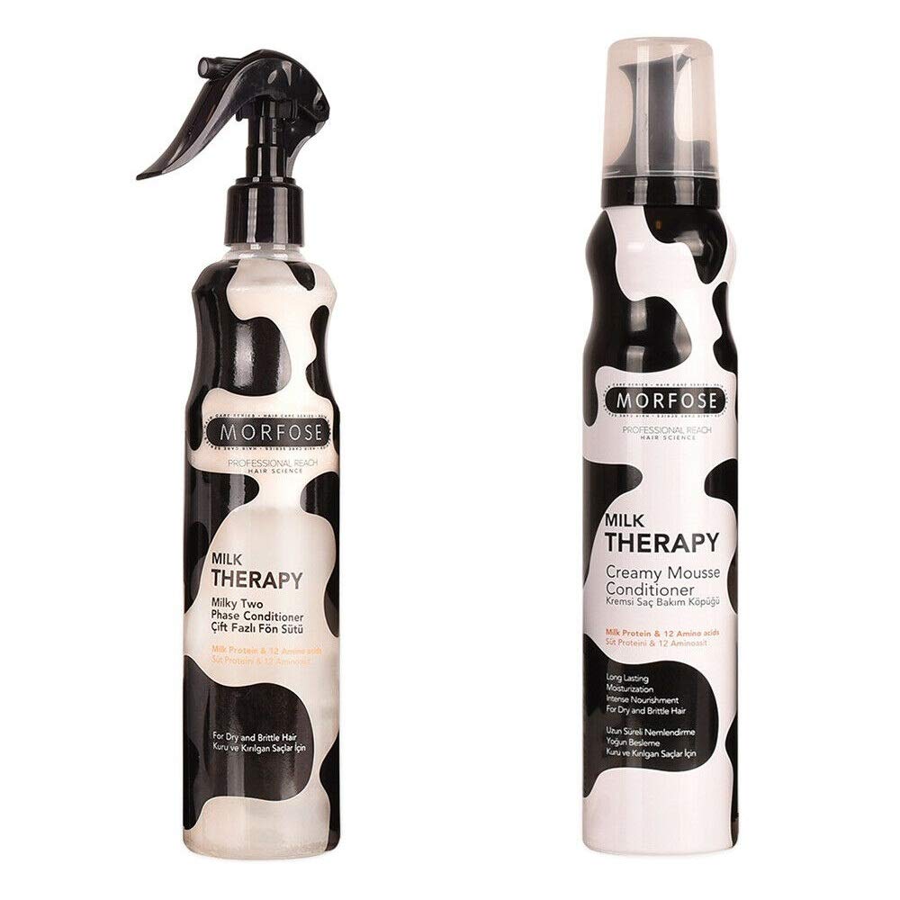 MORFOSE MILK THERAPY MOUSSE CONDITIONER 200ML + SPRAY FOR DAMAGED HAIR 400ML
