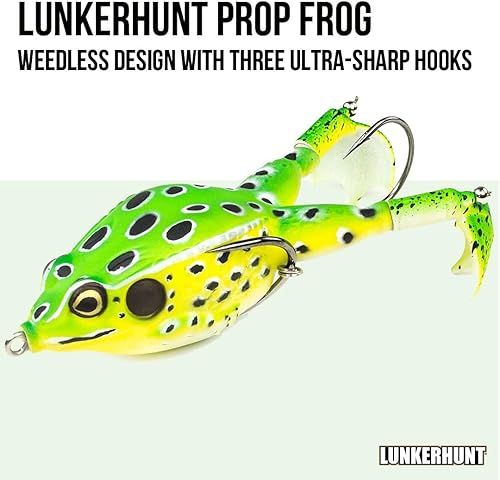 Miniatura 2 de Señuelo Lunkerhunt Prop Frog de pesca de agua dulce, con diseño realista, pesa 12 onza, 3.5 pulgadas de longitud