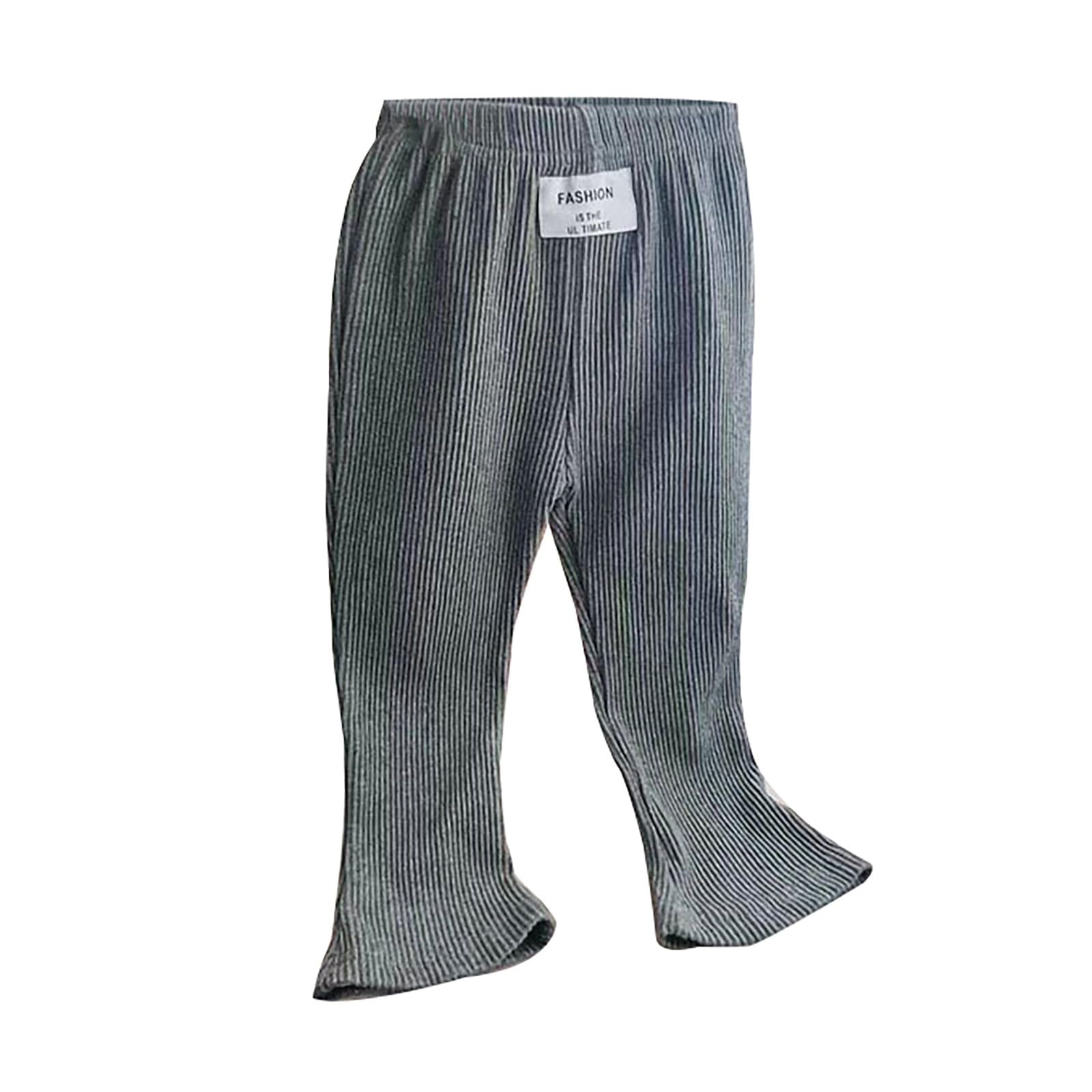 Girl's Ribbed Flared Pants High Waisted Yoga Leggings Stretchy Bell Bottoms Wide Leg Pant (Dark Gray, 18-24 Months)