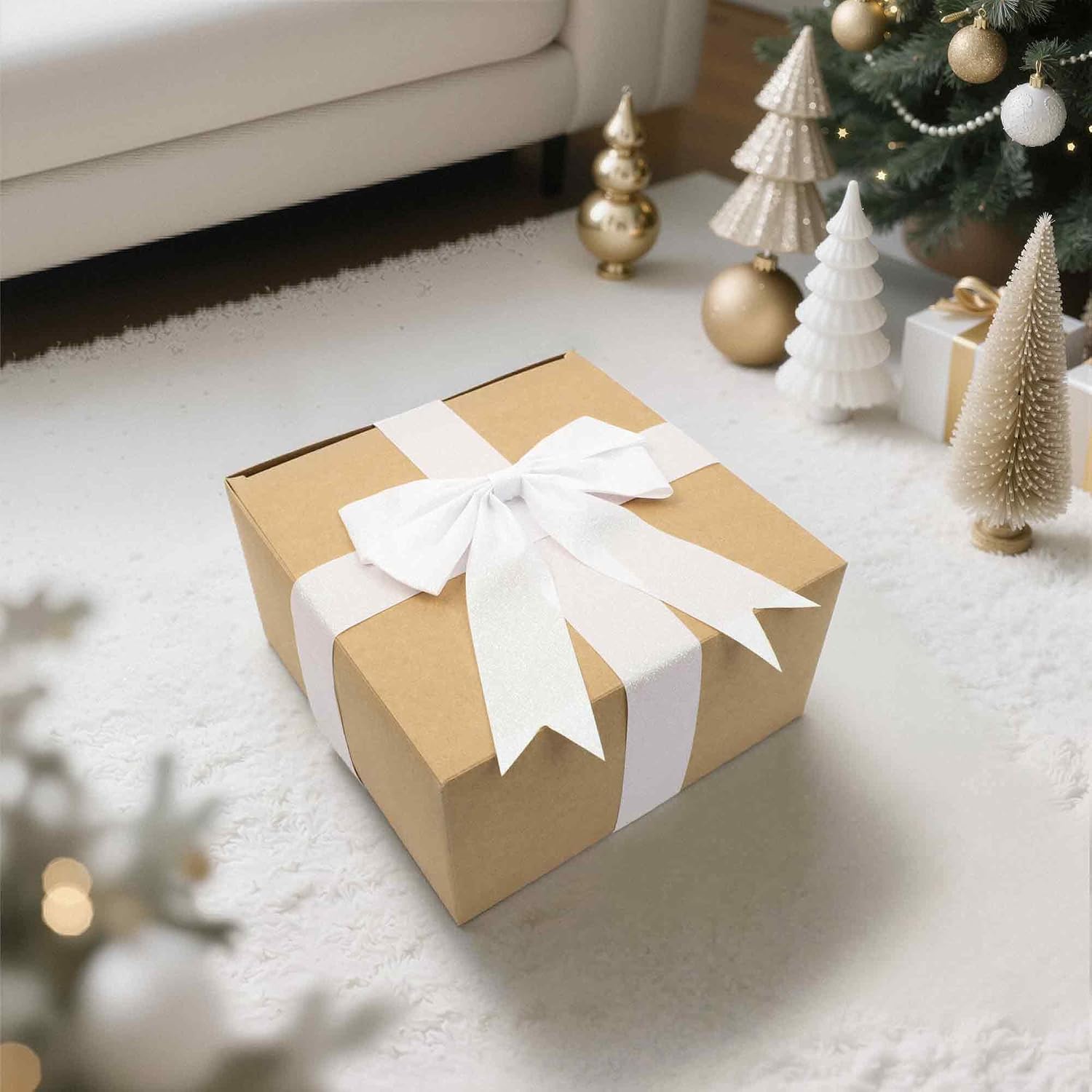 White Iridescent Glitter Ribbon, 1-1/2 Inch x 25 Yards White Iridescent Cut Edge Christmas Ribbon for Crafts, Gift Wrapping Ribbons, Christmas Tree Decoration, Ornaments Decoration, Home Decor