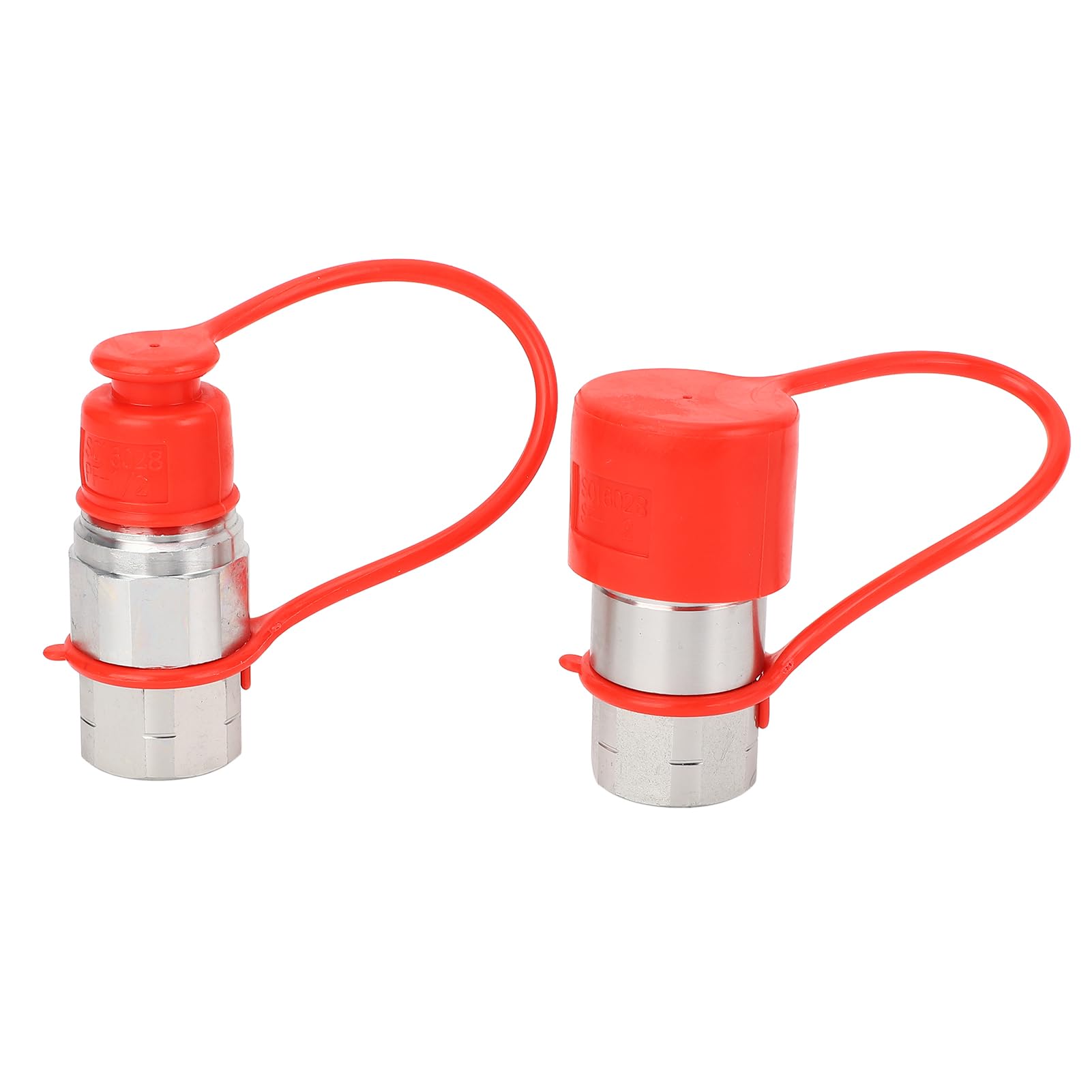 Acoplamientos hidráulicos de conexión rápida, 2 piezas, accesorios de conexión rápida de cara plana de acero al carbono de alta resistencia con tapas antipolvo, rosca 1/2 N
