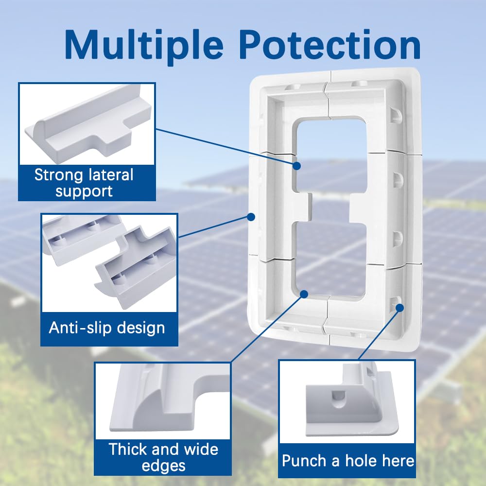 Lot de 4 supports de montage pour panneau solaire en ABS, sans aneth, résistant aux UV, pour camping-car, camion, camping-car, bateau (4, blanc)