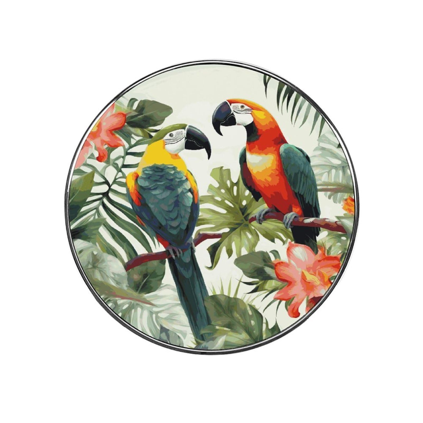 Toucans Parrot Palm Tree Leaves Fridge Magnet Magnetic Refrigerator Magnets Mini Round Kitchen Fridges Magnets for Kitchen Office Whiteboard Cabinet and Dishwasher