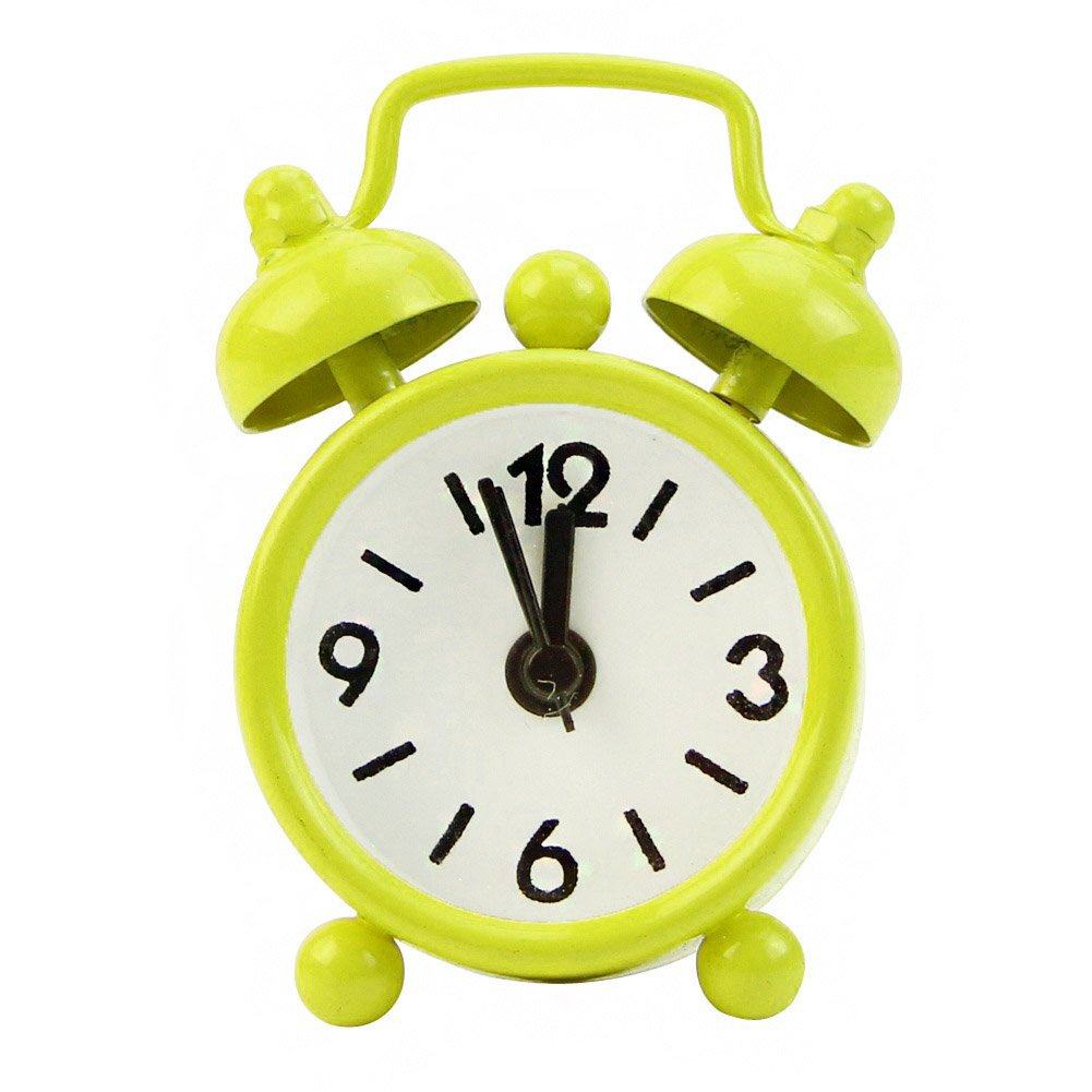 Everyday Home Classic Cute Battery Operated Analog Mini Round Bedside Desk Alarm Clock (Green)