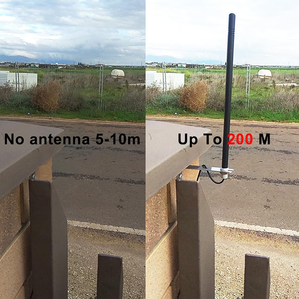 Amplificateur de Signal d'antenne Externe 868 MHz pour Porte de Garage et automatisation de Portail électronique – Antenne omnidirectionnelle SMA mâle avec câble de 24 m – (868Mhz)