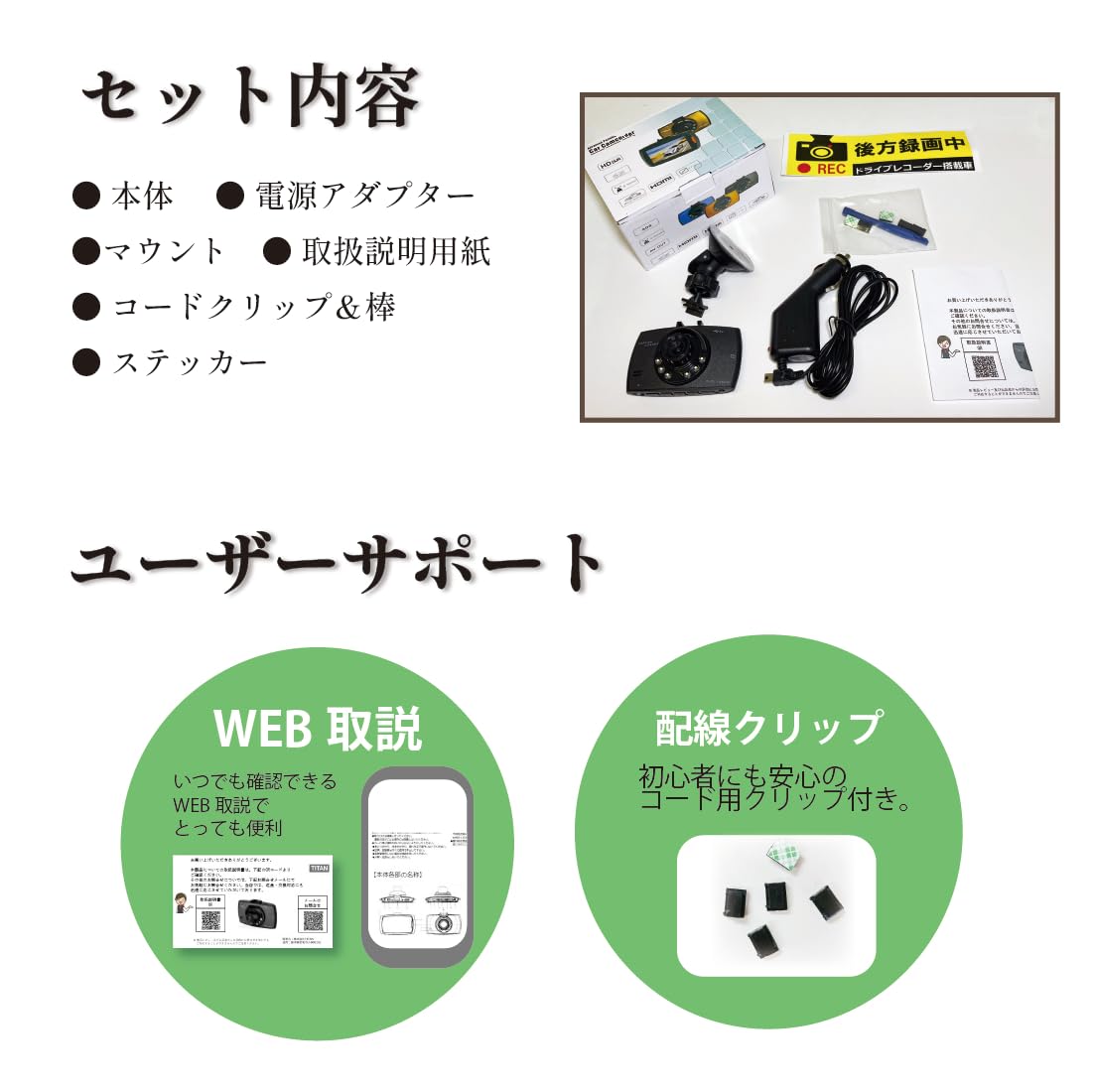 Amazon.co.jp: SATTELADEN ドライブレコーダー, 720P, 動体検知機能