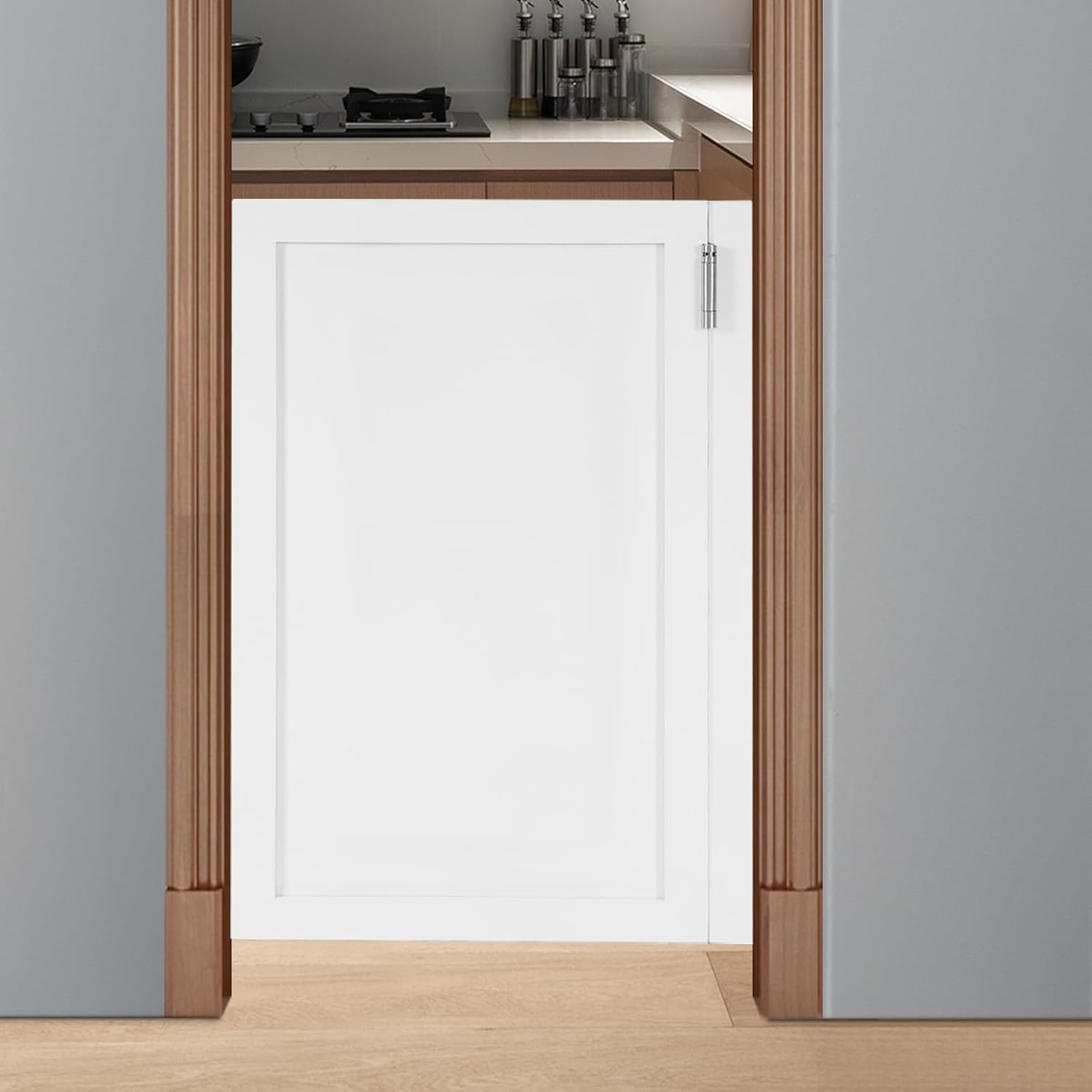 Single Wood Cafe Door Swinging Door, White-B, 23.6x35.4in