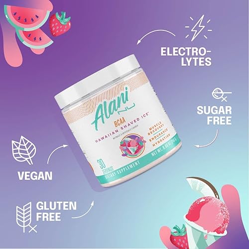 Miniatura 7 de Alani Nu Island Crush - Paquete de polvo para antes del entrenamiento y BCAA Hawaiian Shaved Ice Post Workout  L-teanina, beta-alanina, citrulina