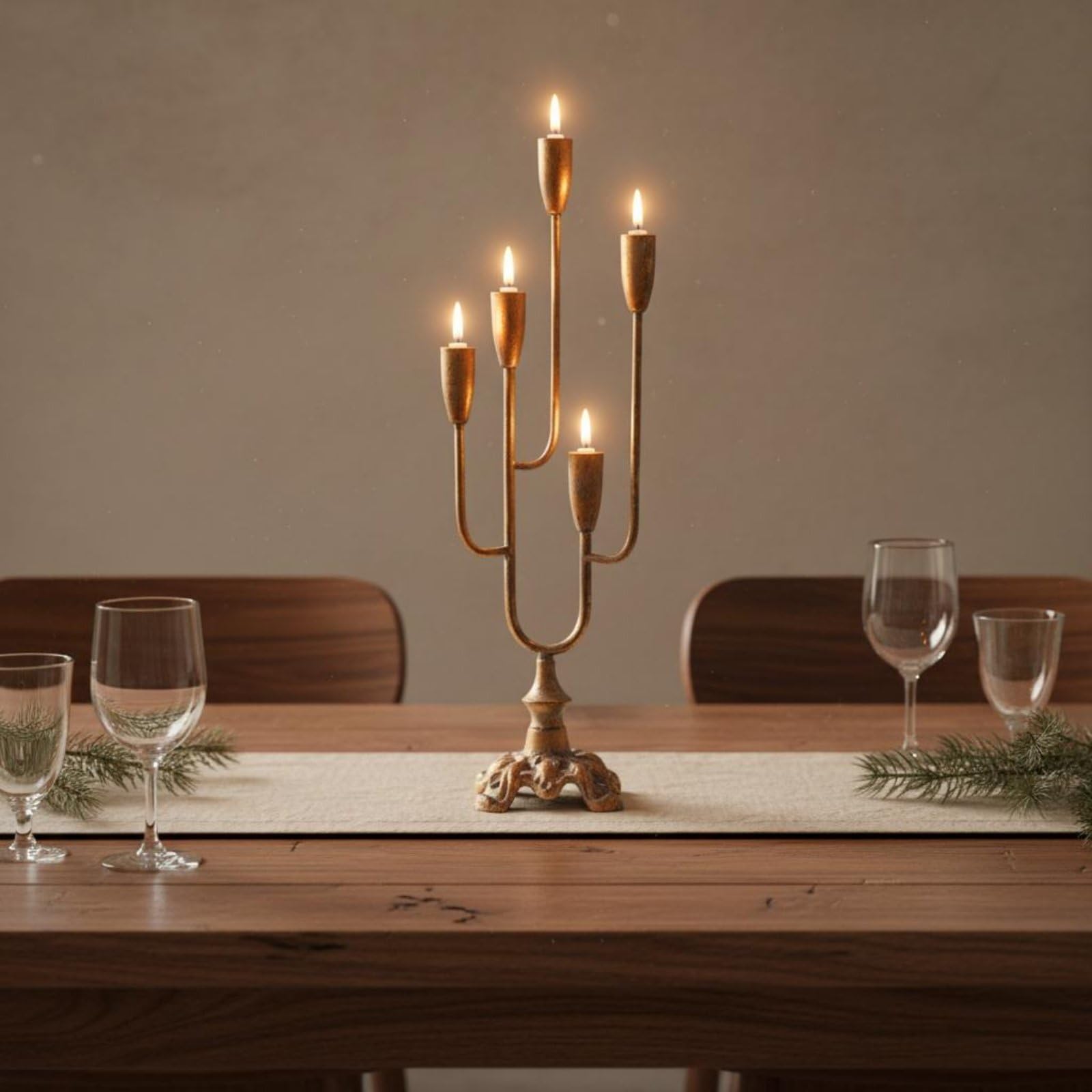 harayaa Candelabro Decorativo Portacandele Candelabro Candeliere Supporto Portacandele in Metallo Stile Europeo Elegante con per Candele Lunghe per Tavola Ricevimenti Natale Soggiorno Ristorante