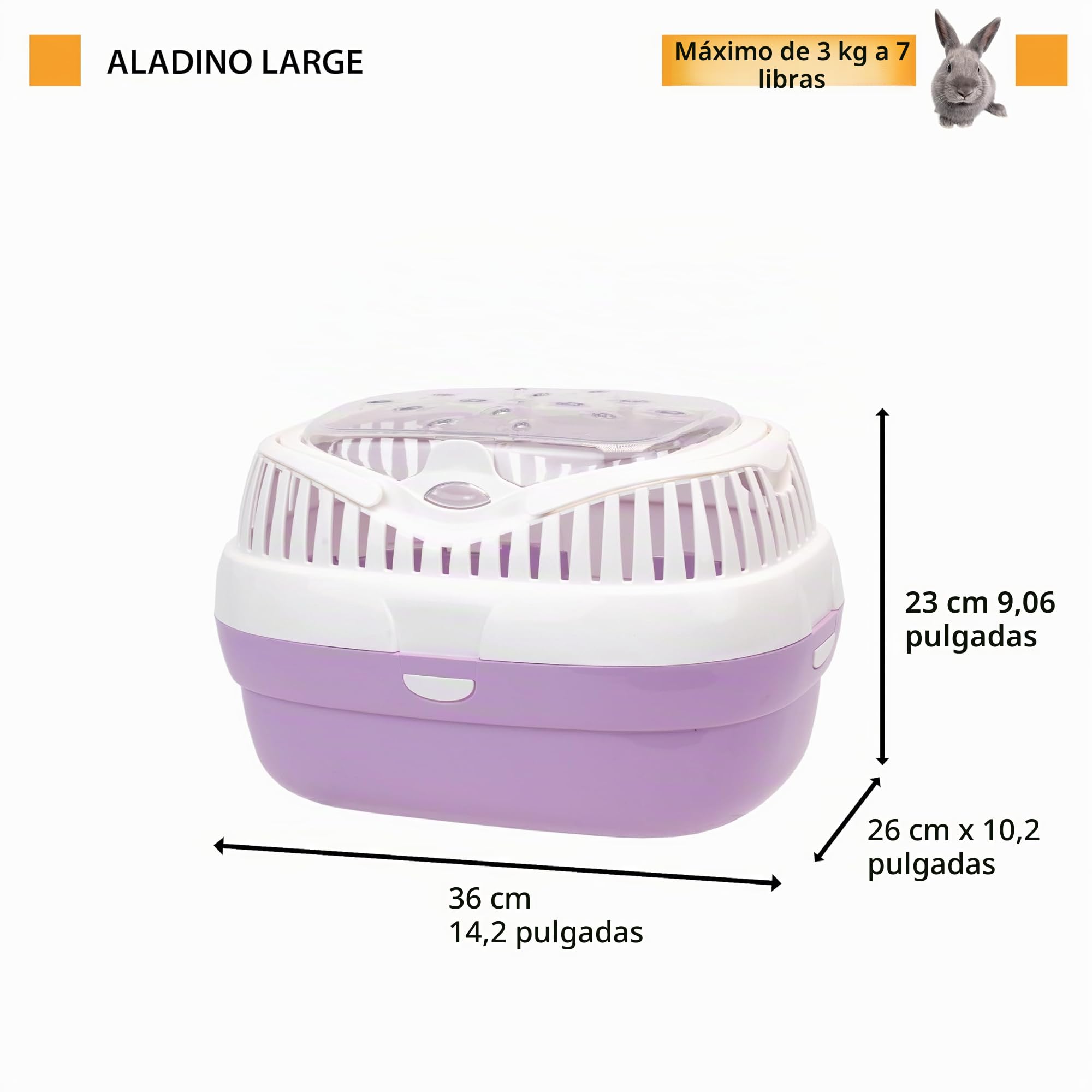 Ferplast Trasportín para Conejos, Conejillos de Indias y Ratones ALADINO Large Jaula de Viaje para roedores y Conejos, Plástico, Rejillas de ventilación, Cómoda asa, 36 x 26 x h 23 cm Verde