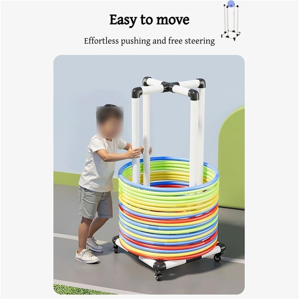 Rolling Hula Hoop Storage Rack with Wheels, Lightweight Organizer for Gymnastics Hoops, Multi-Functional Display Cart for School,Home, No Hula Hoop(23.6in)