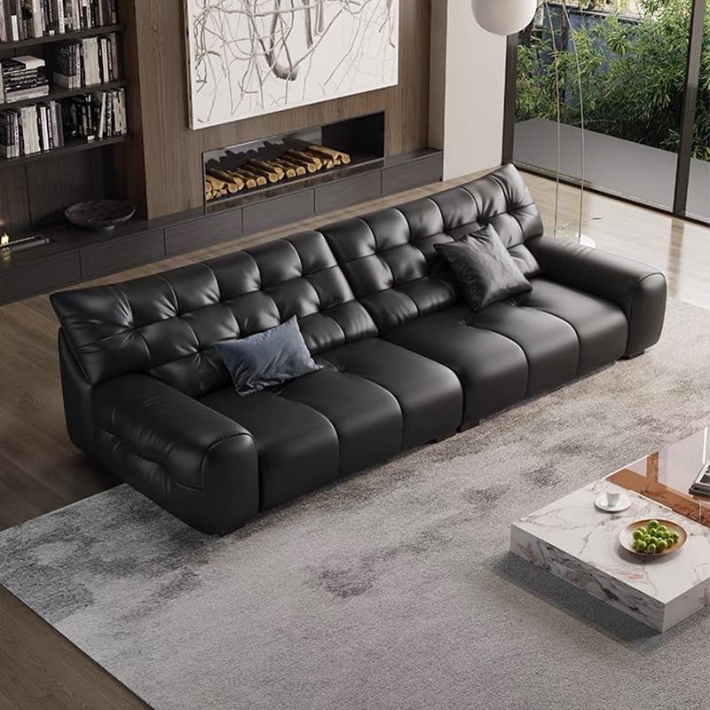 Amazon｜ソファヘッド層牛革ホームリビングルームシニアシンプルな黒革 
