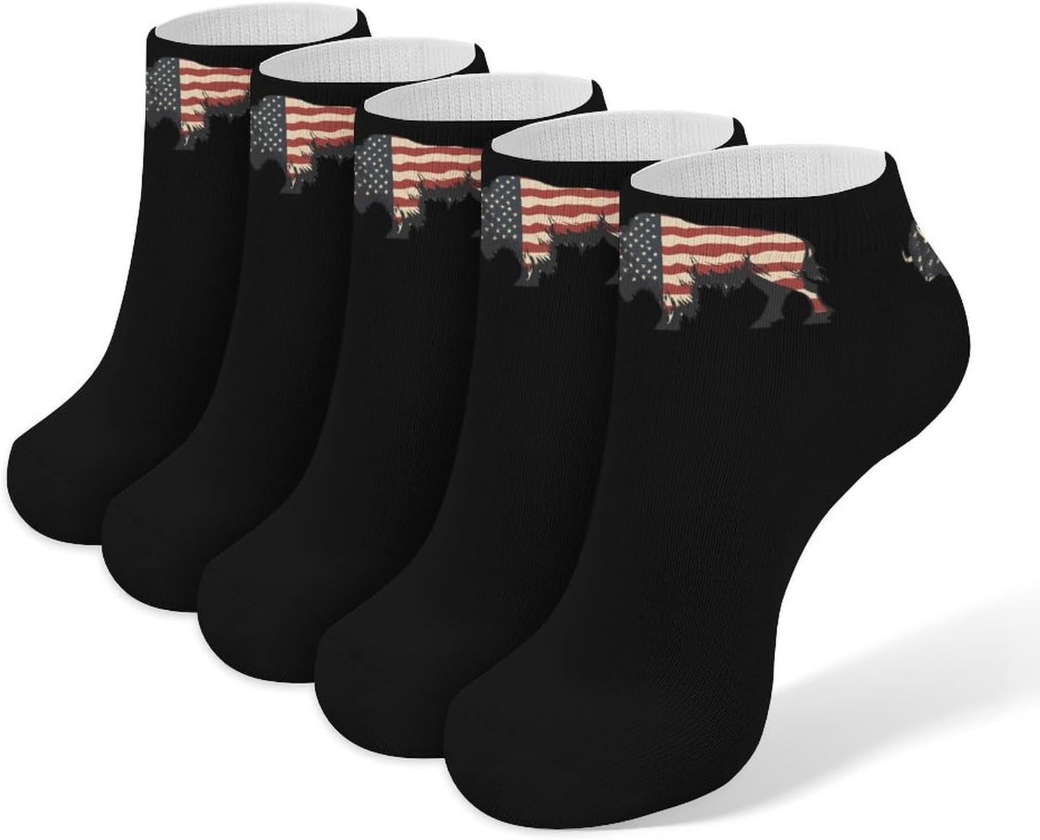 Bison U.S Flag Buffalo Mens Socks No Show Low Cut Ankle Sock for Sports