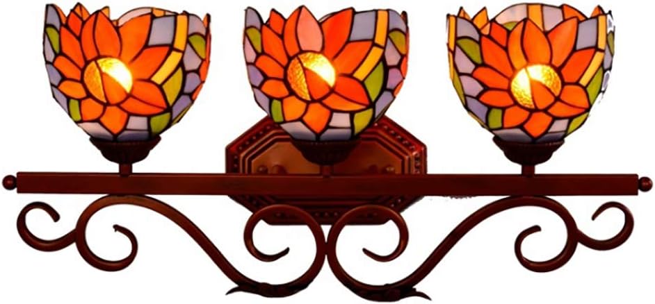 Amazon Com Bathroom Vanity Light Tiffany Style Over Mirror Make Up Light Fixture Sunflower Stained Glass Shade Vanity Lighting Fixture For Dressing Room Tools Home Improvement