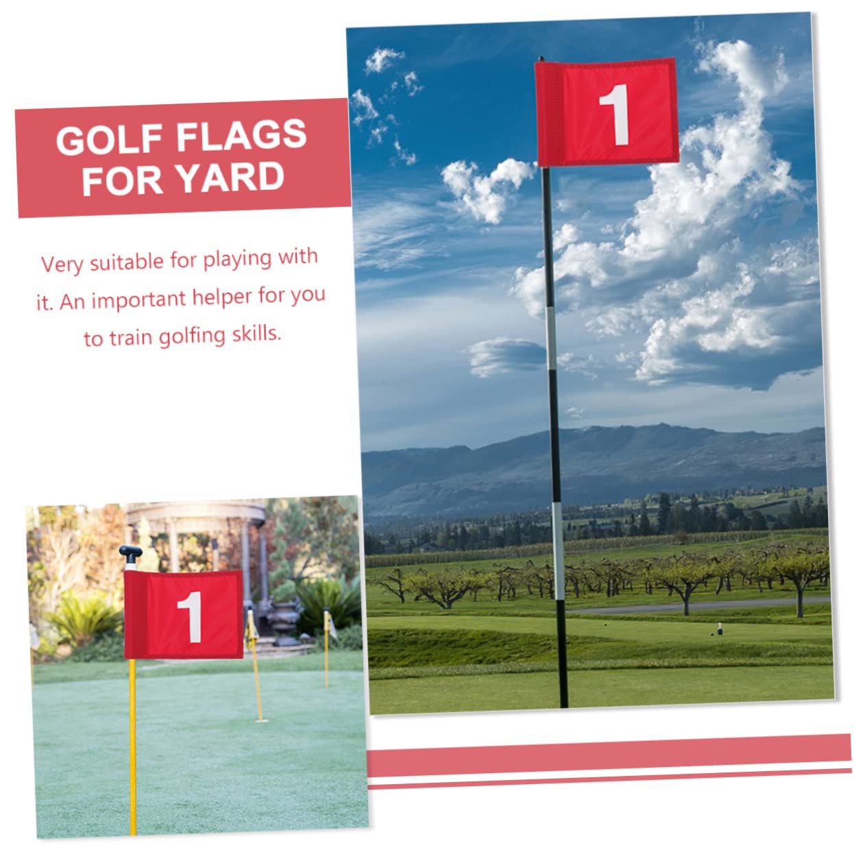 OSOLADY 2pcs Golf Flags Portable Practice Hole Flags Numbers Durable Nylon Material