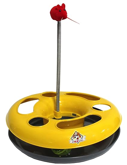 Nootie Happy Kitten Cat Circle with Ball Toy | Interactive Cat Toy (Random Color)