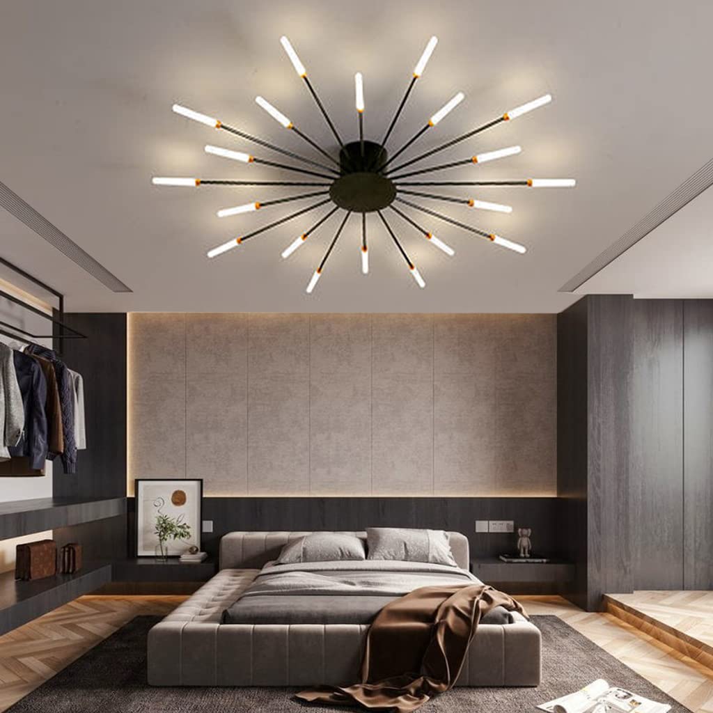 LYMSXAZOU Modern Ceiling Light LED Lamp Fireworks Design Chandelier Creativity Bedroom Living Room Wall Reception Hall Office Children's Indoor Lighting Decorative Lights (Black,20 Heads)