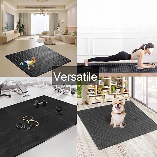 Miniatura 7 de Cubre 20 pies cuadrados para gimnasio en casa, 20 azulejos, tapete de entrenamiento de espuma EVA, azulejos para rompecabezas de MMA, ejercicio,