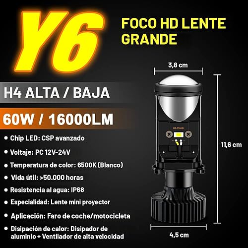 Miniatura 2 de YSY 2 bombillas LED H49003HB2 para faros delanteros con lente de proyector Canbus HiLo Beam Resuelve problemas de astigmatismo, kit de faros LED de