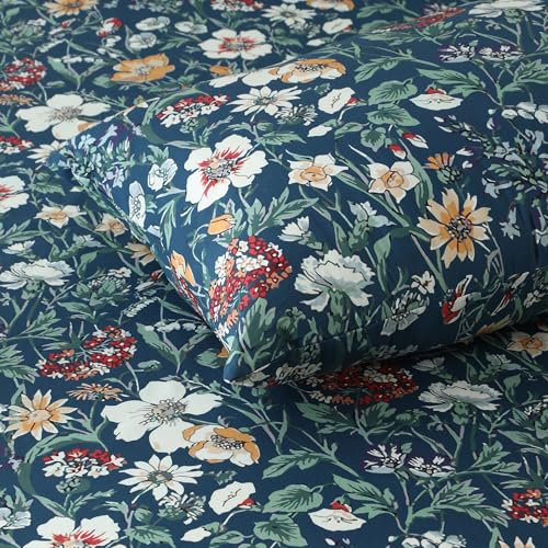 Image of Bedsheet Set | GOTS Certified 100% Organic Cotton Percale | 200 TC | Breathable & Skin-Friendly (King, Adriana Blue)