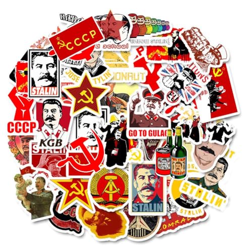 50Pcs Socialist USSR Stickers The Soviet Union Communism Waterproof Vinyl Decals for Adult Teen Kids Cup Water Bottles Laptop Luggage Computer Mobile Phone Guitar Skateboard Decoration