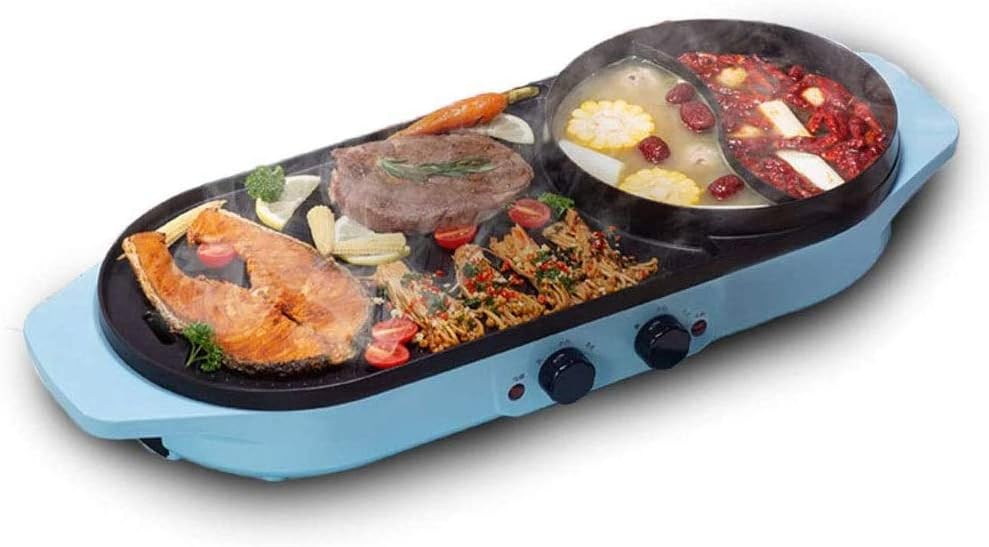 KGEZW Electric Grill Indoor Hot Pot Multifunctional, Indoor Teppanyaki Grill Pot