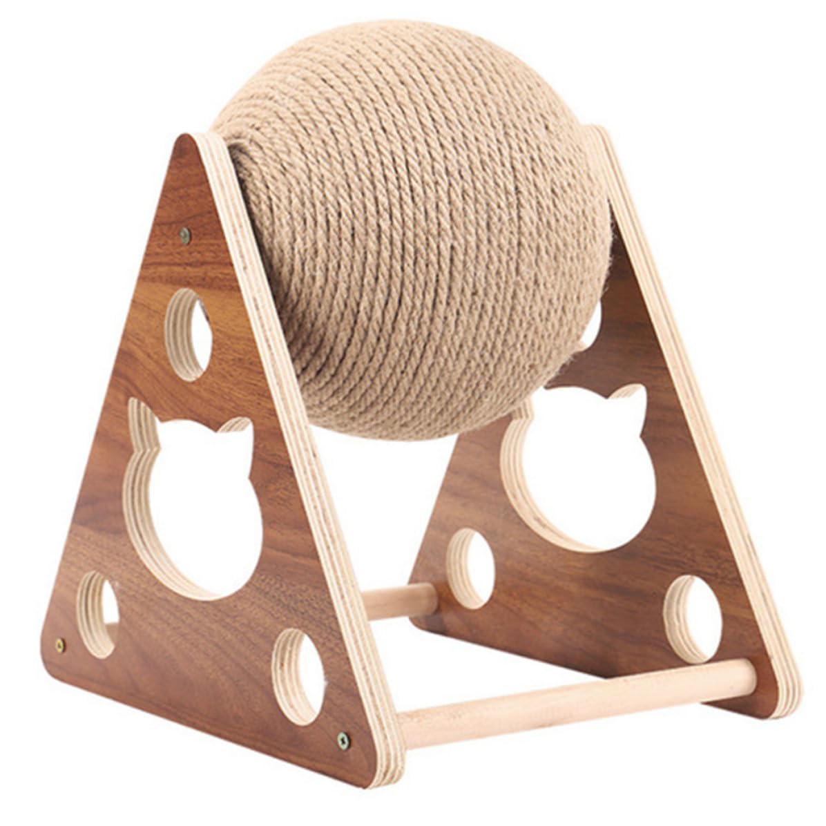 Rascador para gatos KICHOUSE pelota de madera y sisal resistente