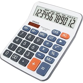 OSALO Calculator Large Buttons Large Display Solar 12-Digit Desk Calculator Office Calculator for Seniors (OS-5M)