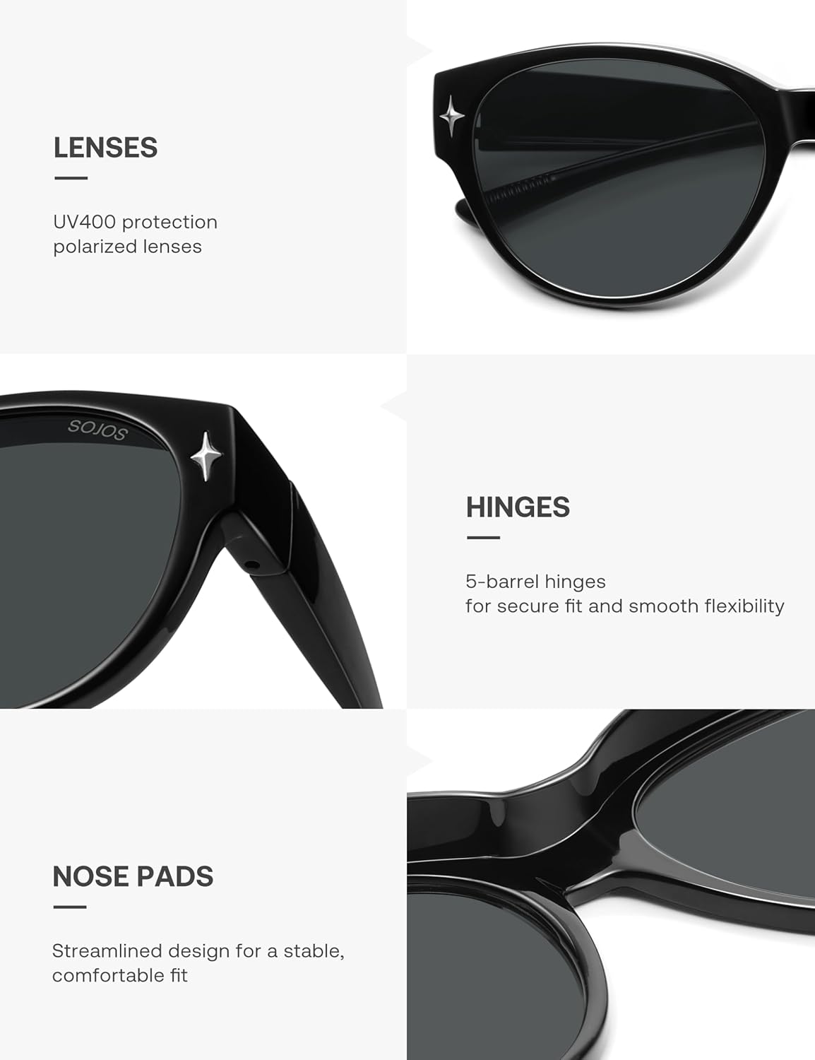 SOJOS Cat Eye Polarized Fit Over Glasses Sunglasses for Women, Trendy Cateye Wrap Around Shades for Women SJ2658 - Image 4