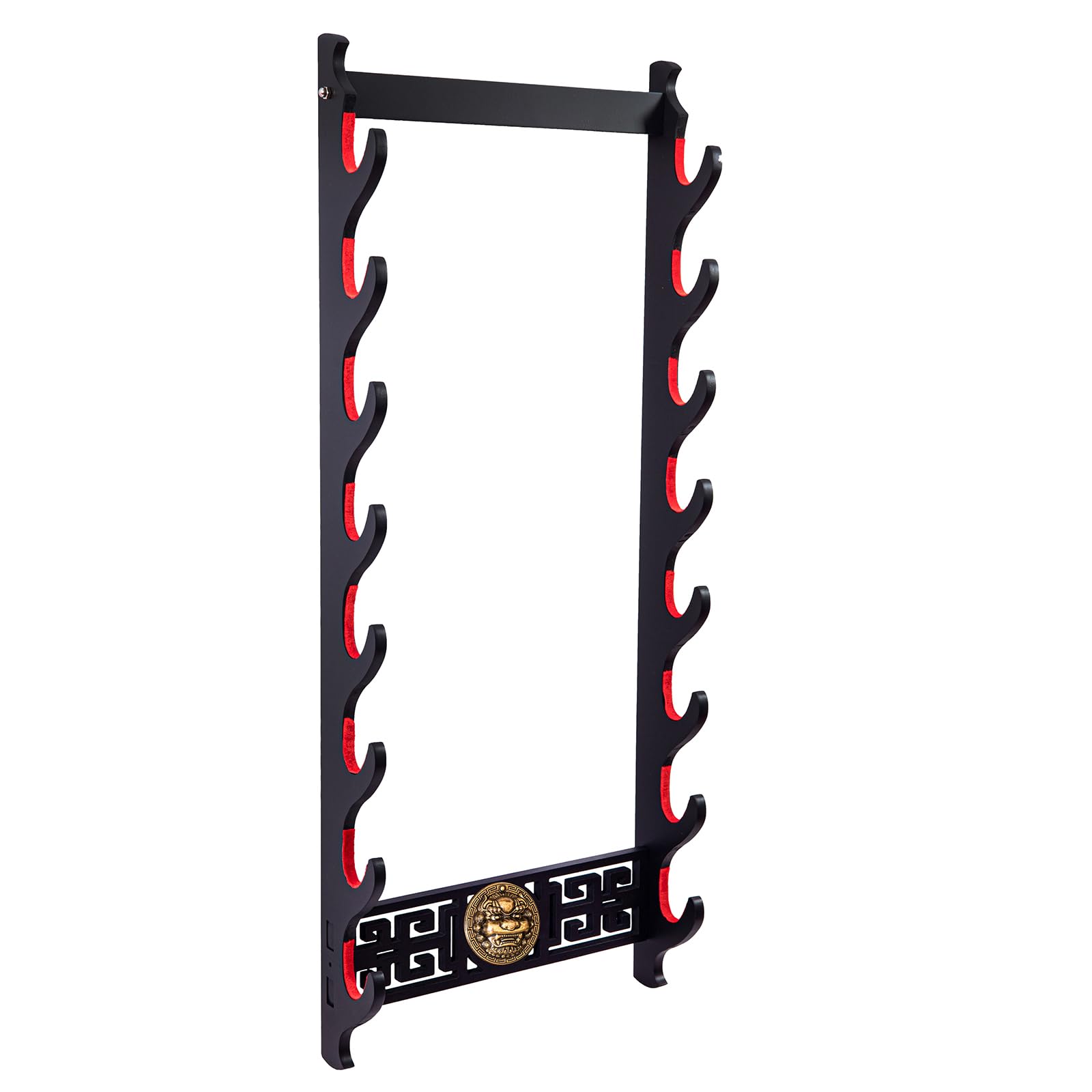 Kylin - Soporte de pared para espada (8 niveles) en madera negra