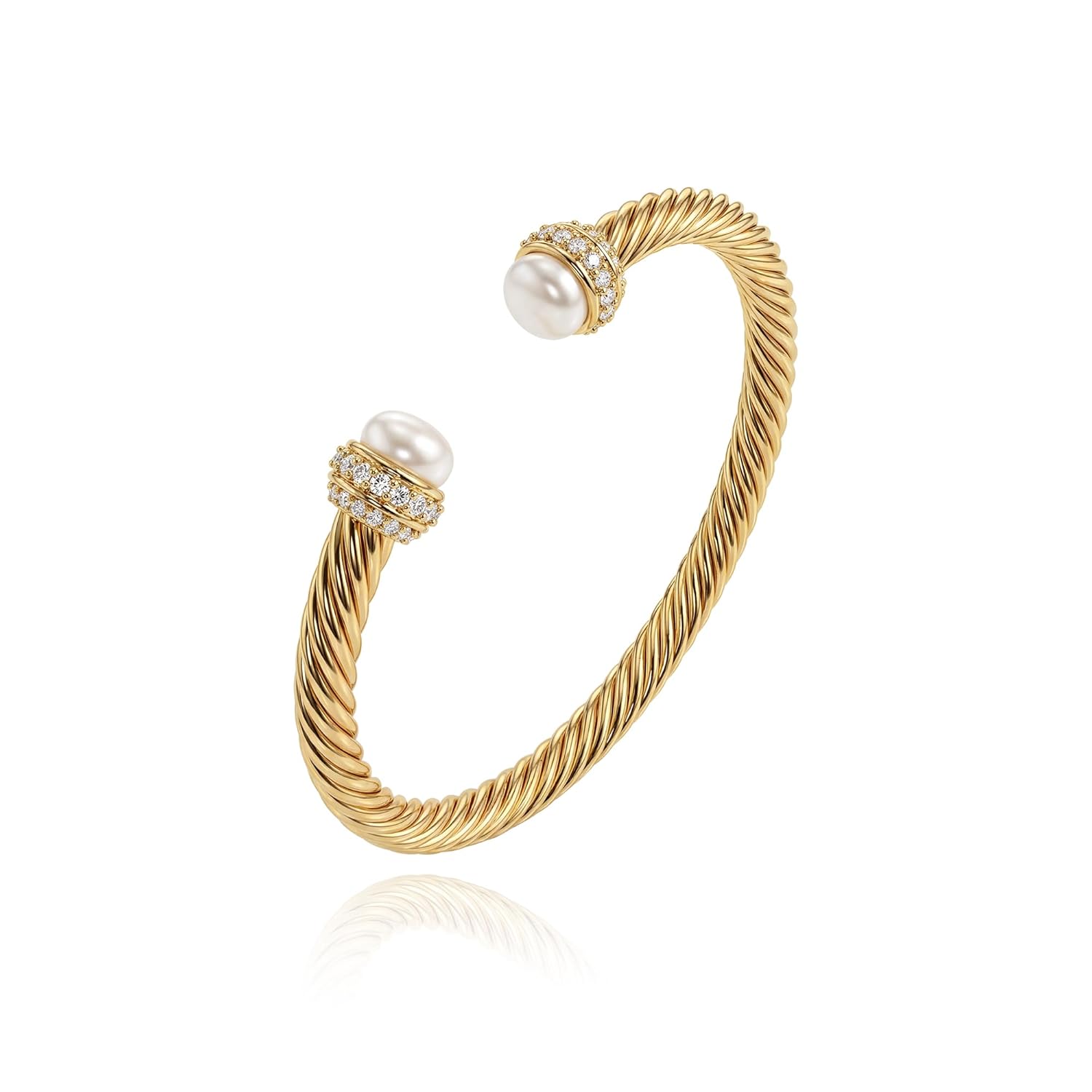 Fettero Gold Cuff Bangle Bracelets for Women - 14K Plated Adjustable Open Cuff Gold Bangles Charm Elegant Twisted