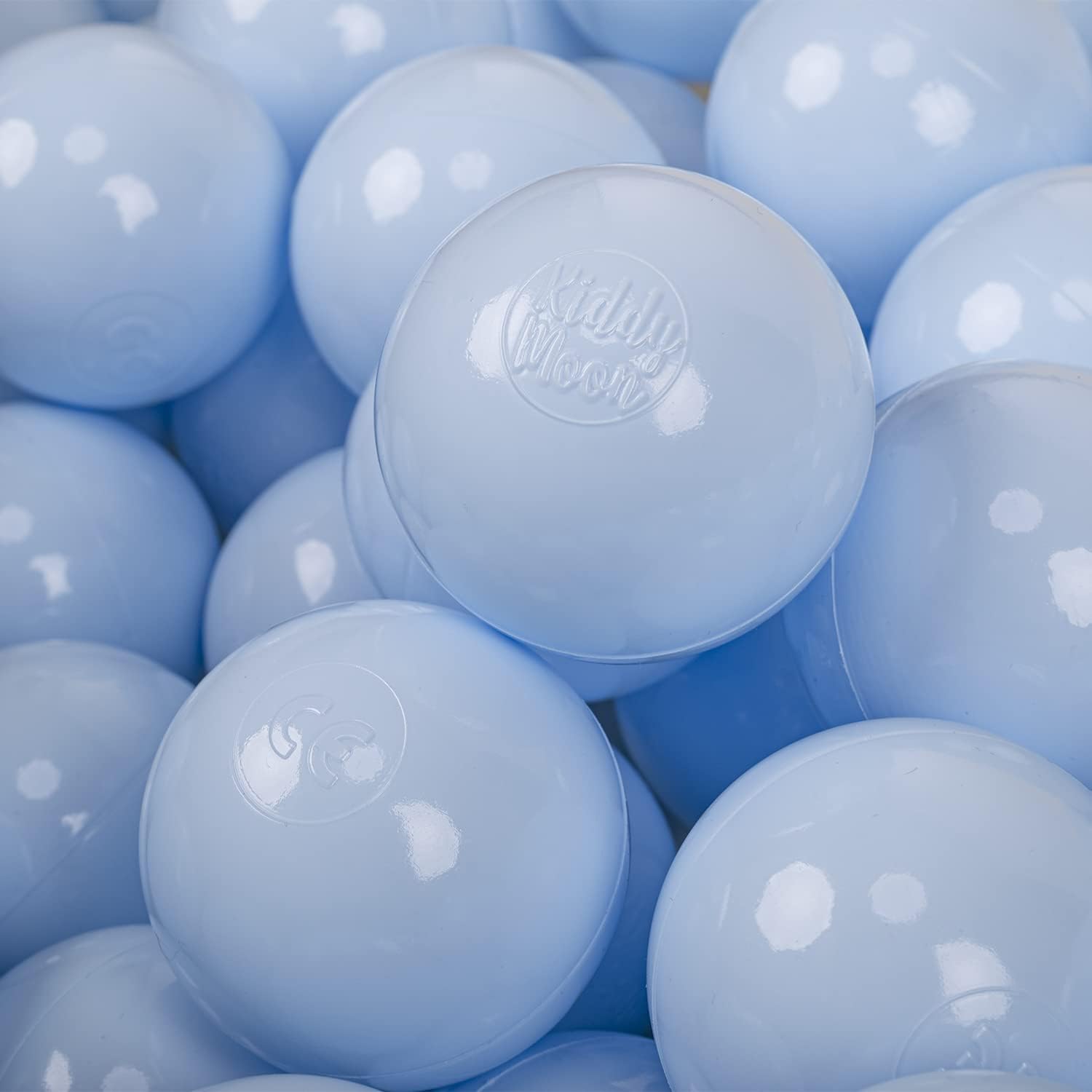 KiddyMoon 100 Balls/7Cm-2.75In Soft Plastic Play Balls For Children Colourful Certified Made In EU, Pastel Blue