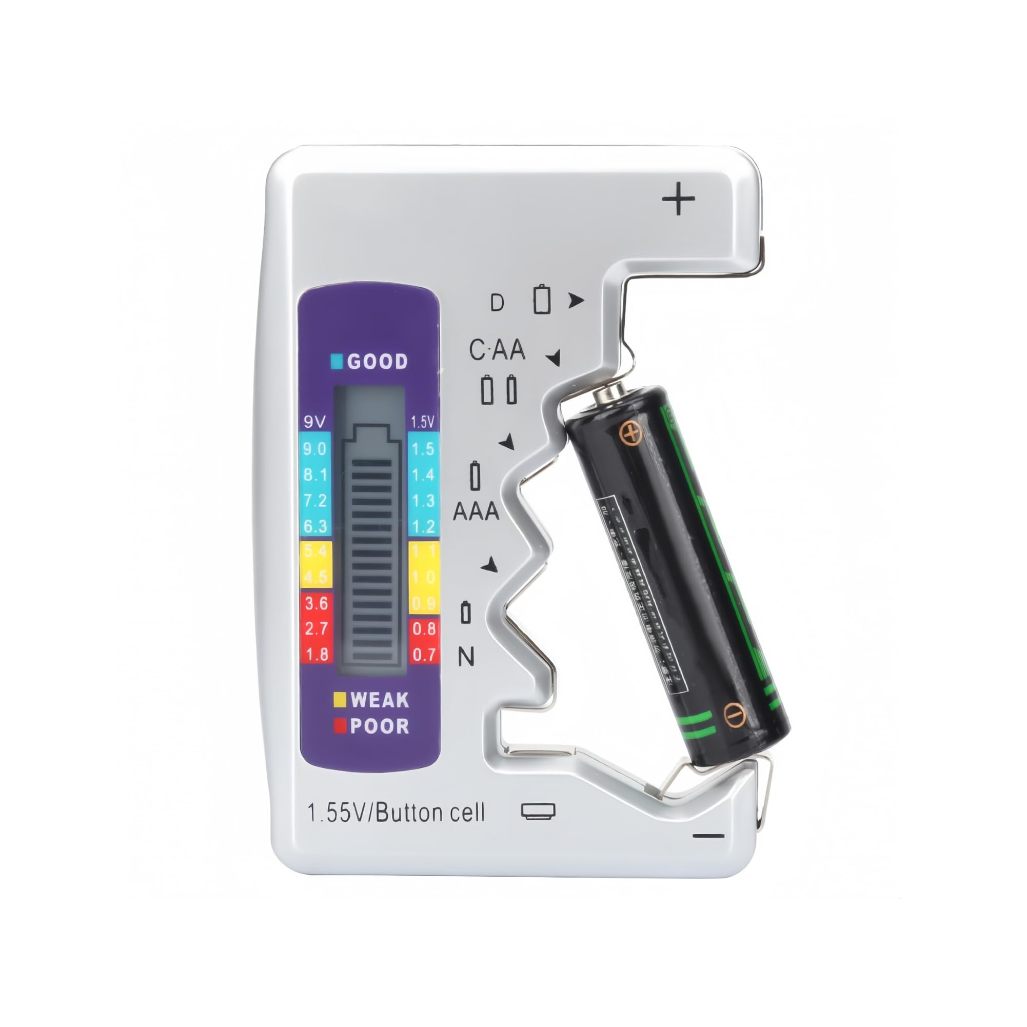 AUNMAS Digital Battery Tester, Universal Battery Checker Small Battery Testers Checker Battery Capacity Testing Tool Battery Analyzer Cranking System Tester for AAA C D 9V 1.5V Household Batteries-image-22