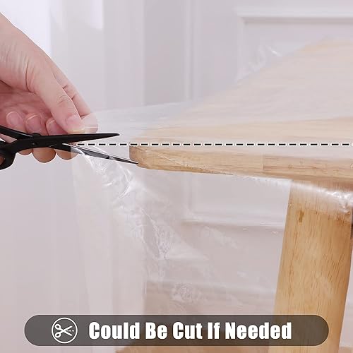 Miniatura 5 de Smiry Mantel de plástico transparente de 60 x 102 pulgadas, protector rectangular de vinilo impermeable, a prueba de derrames de aceite, lavable,