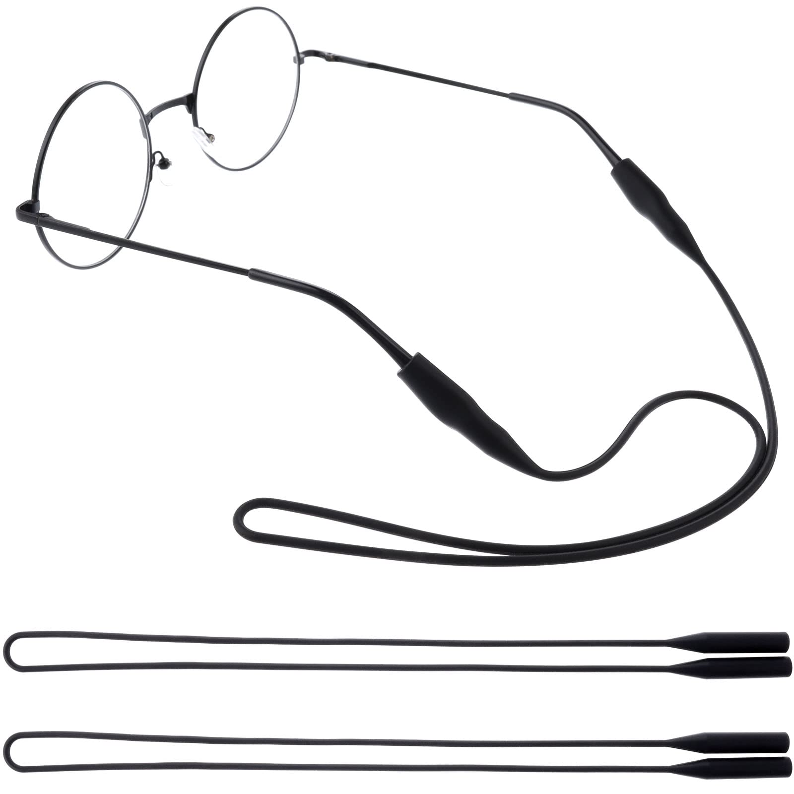 WLLHYF 2 correas de silicona impermeables para gafas de sol, antideslizantes, ajustables, deportivas, elásticas, tamaño universal para hombres y mujeres, Negro -, talla única