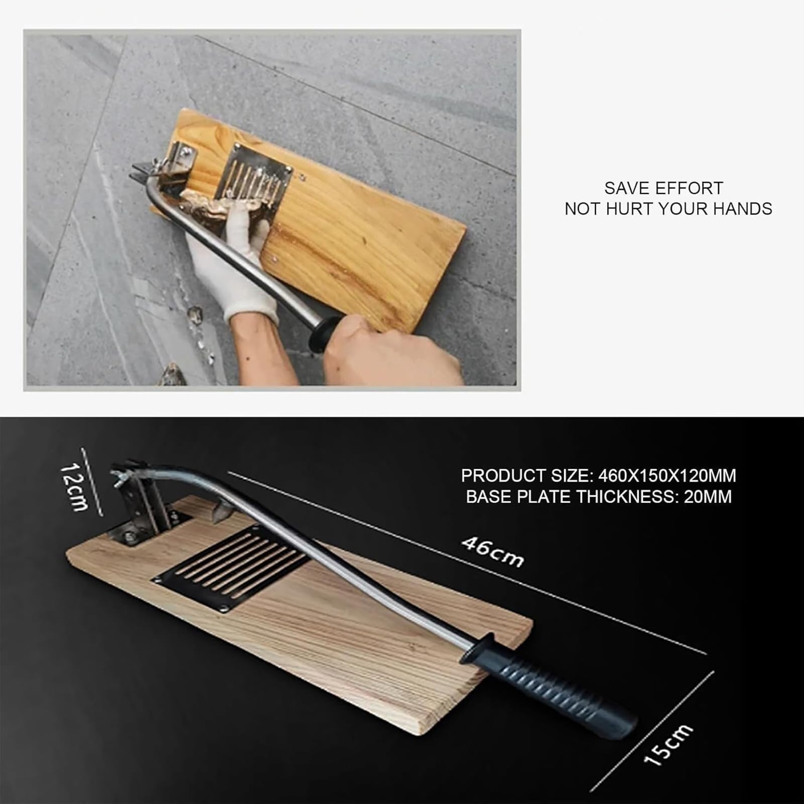 Cuchillo para ostras de acero inoxidable, altura ajustable con guante protector, diseño de palanca curvada para desprender sin esfuerzo, ideal para uso profesional en hoteles y restaurantes