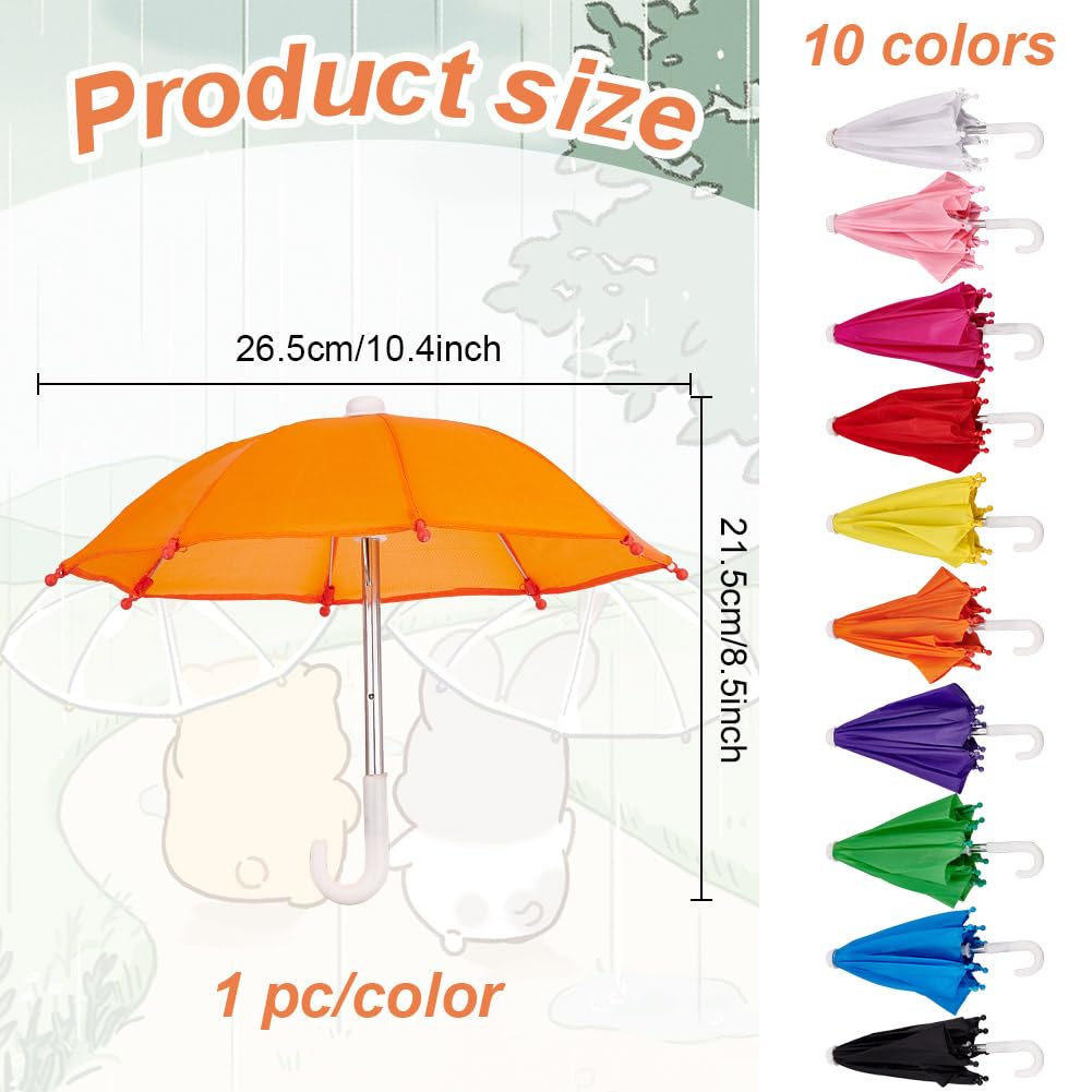 GOMAKERER 10 Pcs 10 Colors Mini Doll Umbrellas, Polyester Adjustable Doll Umbrellas, Dolls Accessories for Doll Decoration DIY Crafting - Image 2